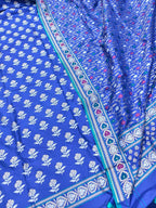 Blue Pure Katan Silk Banarasi Handloom Meenakari Suit Set - Luxurion World