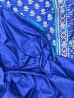 Blue Pure Katan Silk Banarasi Handloom Meenakari Suit Set - Luxurion World