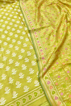 Yellow Pure Katan Silk Handloom Banarasi Meenakari Suit Set - Luxurion World