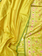 Yellow Pure Katan Silk Handloom Banarasi Meenakari Suit Set - Luxurion World