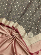 Stunning Pink Banarasi Silk Dupatta & Unstitched Suit - Luxurion World