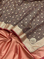 Orange Banarasi Silk Dupatta With Unstitched Suit - Luxurion World
