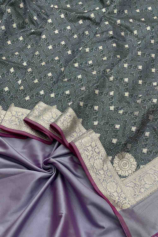 Stunning Purple Banarasi Silk Dupatta & Unstitched Suit