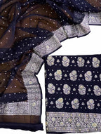 Elegant Blue Banarasi Chiffon Suit With Zardozi Work - Luxurion World
