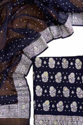 Elegant Blue Banarasi Chiffon Suit With Zardozi Work - Luxurion World