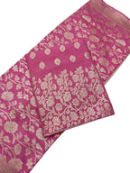Pink Handloom Banarasi Pure Moonga Silk Three Piece Unstiched Suit Set - Luxurion World