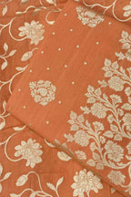 Orange Handloom Banarasi Pure Moonga Silk Three Piece Unstiched Suit Set - Luxurion World