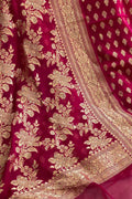 Pretty in Pink: Banarasi Handloom Pure Georgette Unstitched Suit Set - Luxurion World
