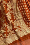 Brown Banarasi Handloom Pure Georgette Unstitched Suit Set - Luxurion World