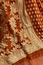 Brown Banarasi Handloom Pure Georgette Unstitched Suit Set - Luxurion World