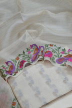 Elegant Off White Banarasi Chanderi Silk Suit Set - Luxurion World