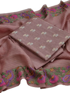Elegant Pink Banarasi Chanderi Silk Suit Set - Luxurion World