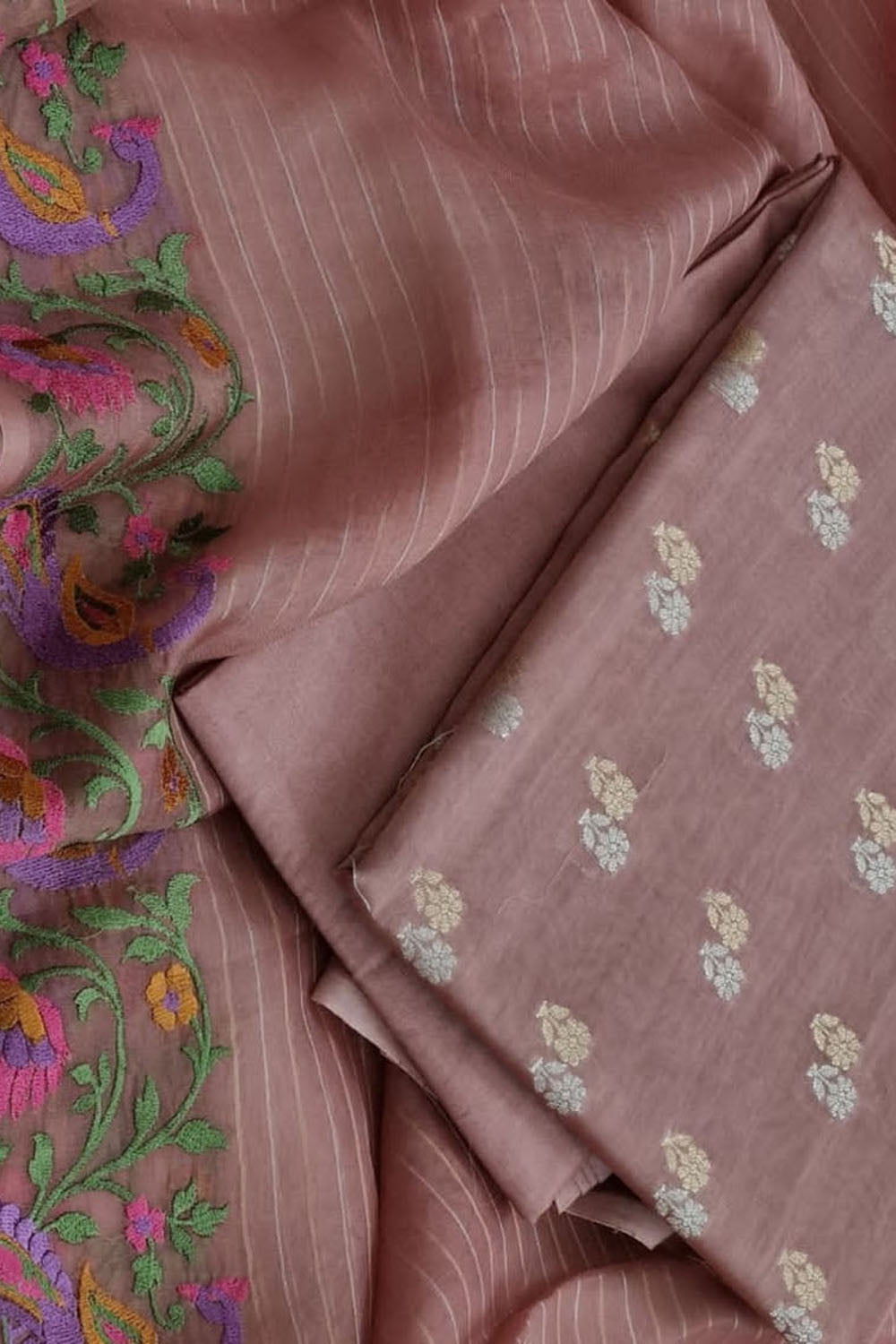 Elegant Pink Banarasi Chanderi Silk Suit Set - Luxurion World