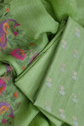Green Banarasi Chanderi Silk Suit Set with Organza Dupatta - Luxurion World