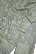 Exquisite Dyeable Banarasi Handloom Pure Moonga Silk Three Piece Unstitched Suit Set - Luxurion World