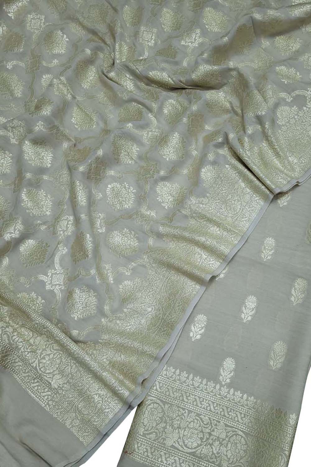 Exquisite Dyeable Banarasi Handloom Pure Moonga Silk Three Piece Unstitched Suit Set - Luxurion World