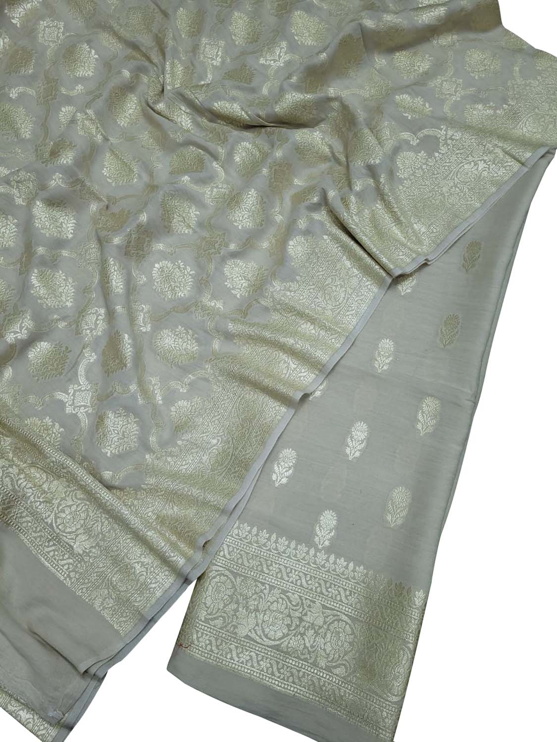 Exquisite Dyeable Banarasi Handloom Pure Moonga Silk Three Piece Unstitched Suit Set - Luxurion World