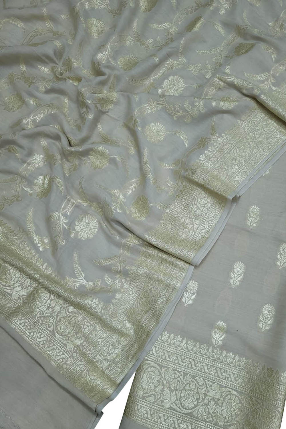 Exquisite Dyeable Banarasi Handloom Pure Moonga Silk Three Piece Unstitched Suit Set - Luxurion World