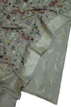Dyeable Banarasi Hand Painted Pure Moonga Silk Three Piece Unstitched Suit Set - Luxurion World