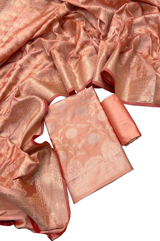 Elegant Orange Banarasi Silk Suit Set - Luxurion World