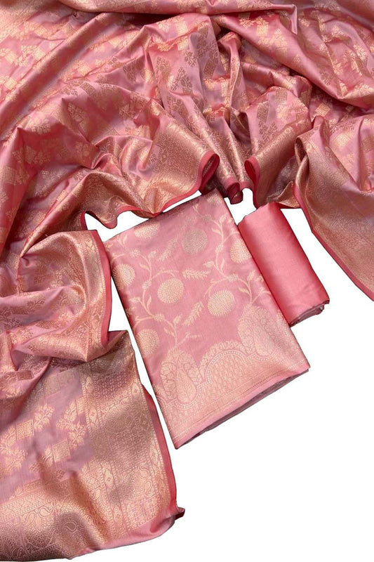 Stunning Pink Banarasi Silk Suit Set - Luxurion World