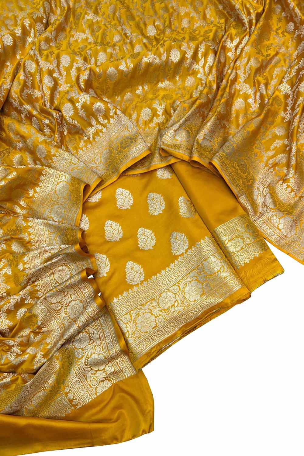 Yellow Banarasi Silk Suit Set - Elegant and Stylish - Luxurion World