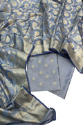 Elegant Grey Banarasi Silk Suit Set - Luxurion World