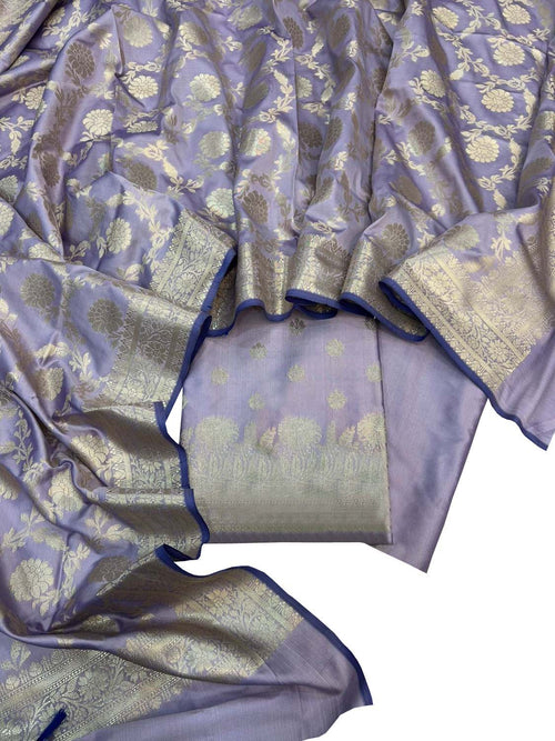 Elegant Purple Banarasi Silk Suit Set - Luxurion World