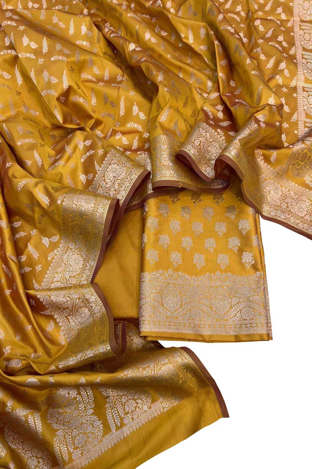 Yellow Banarasi Silk Suit Set - Elegant and Luxurious - Luxurion World