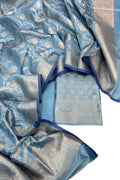 Elegant Blue Banarasi Silk Suit Set - Luxurion World