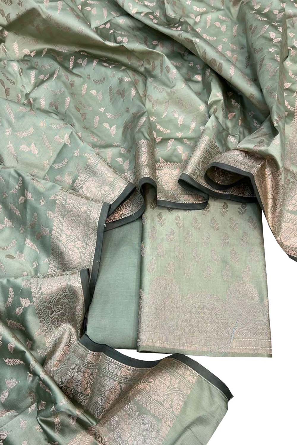 Green Banarasi Silk Suit Set - Elegant and Luxurious - Luxurion World