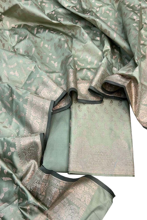Green Banarasi Silk Suit Set - Elegant and Luxurious - Luxurion World