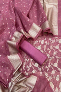 Pink Banarasi Organza Silk Three Piece Unstitched Suit Set