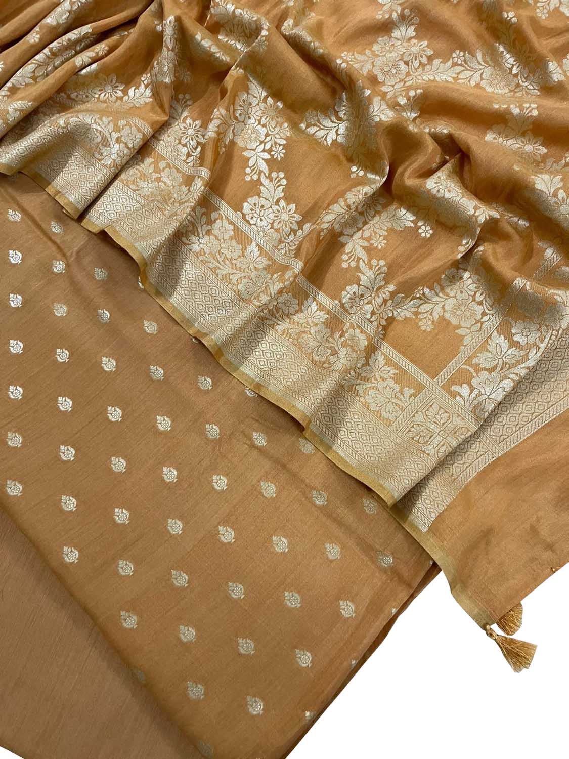 Elegant Banarasi Moonga Silk Unstitched Suit Set - Luxurion World