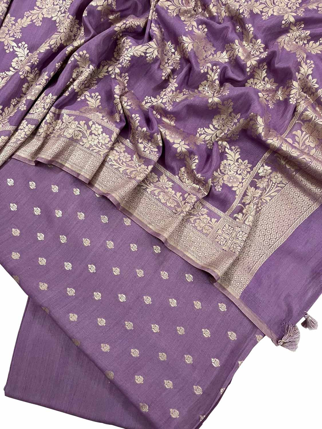 Elegant Banarasi Moonga Silk Unstitched Suit Set - Luxurion World