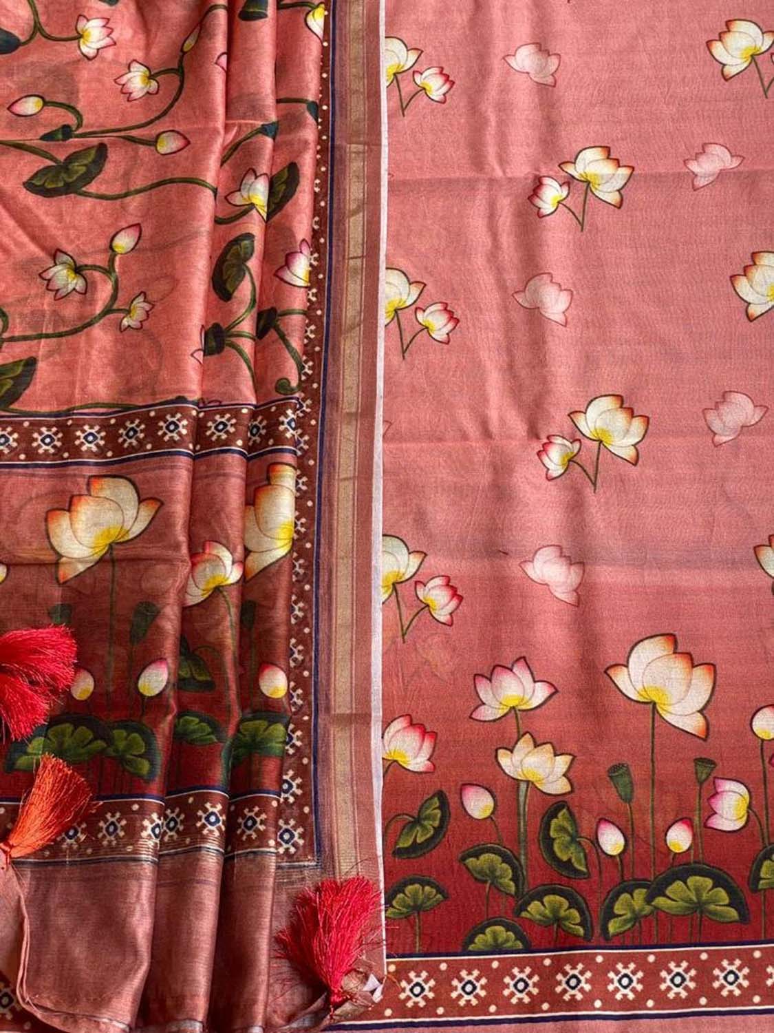 Stunning Red Banarasi Cotton Suit with Pichwai Design - Luxurion World