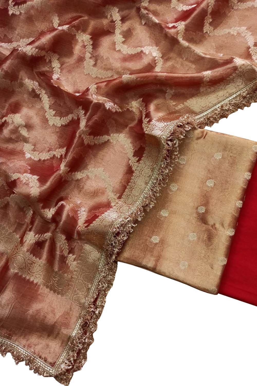 Red Banarasi Tissue Silk Suit Set - Luxurion World