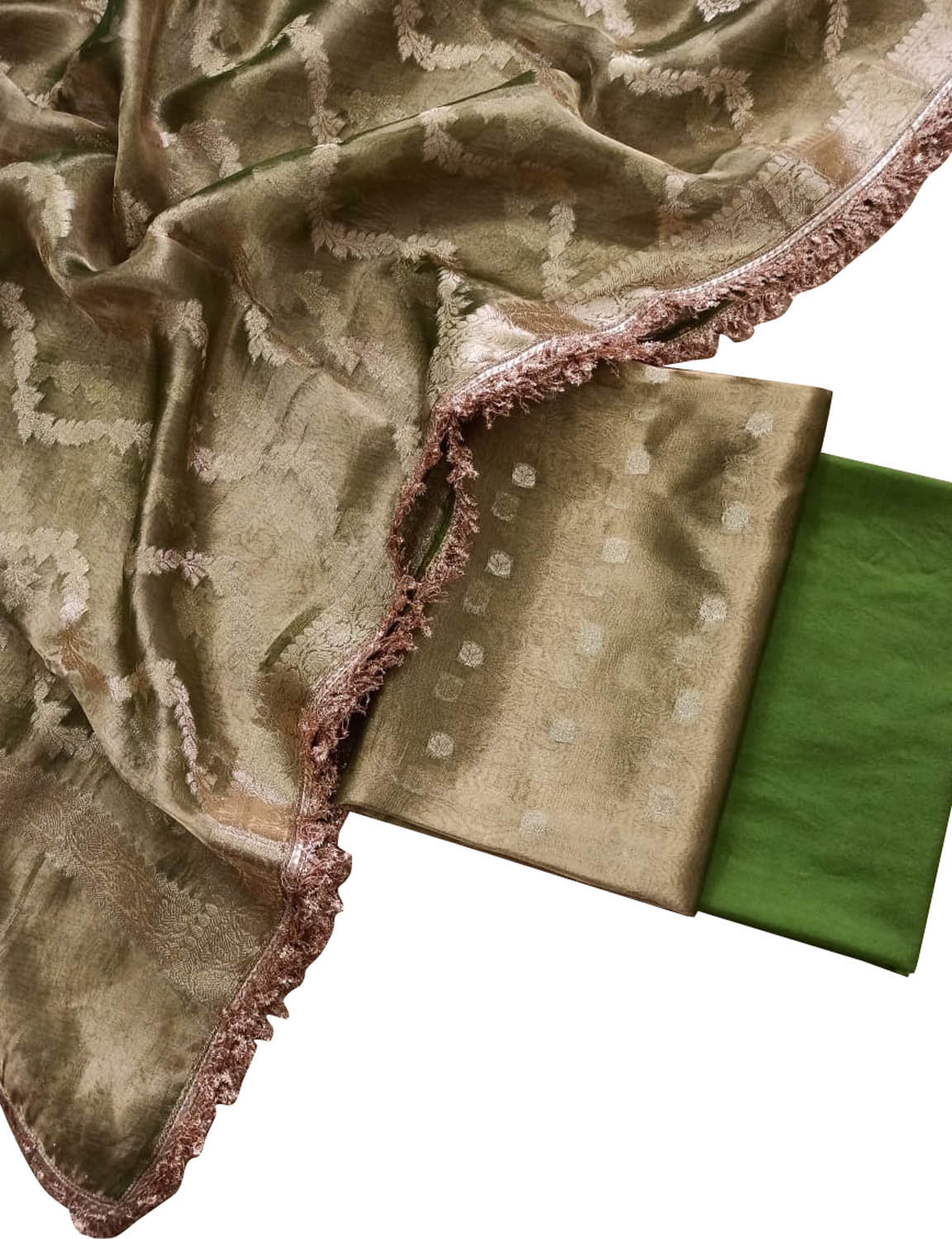 Stunning Green Banarasi Tissue Silk Suit Set - Luxurion World