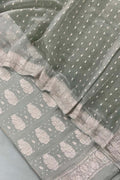 Elegant Grey Banarasi Chiffon Suit Set - Luxurion World