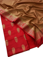 Elegant Red Banarasi Chanderi Silk Suit - Luxurion World