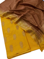 Yellow Banarasi Chanderi Silk Suit - Unstitched - Luxurion World