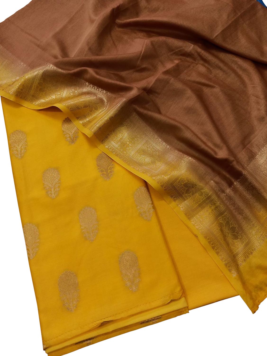 Yellow Banarasi Chanderi Silk Suit - Unstitched - Luxurion World