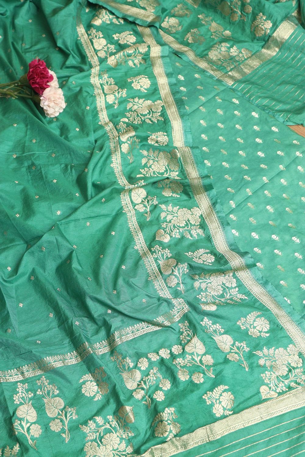 Blue Banarasi Silk Two Piece Unstitched Suit Set - Luxurion World