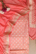 Beautiful Pink Banarasi Silk Two Piece Unstitched Suit Set - Luxurion World