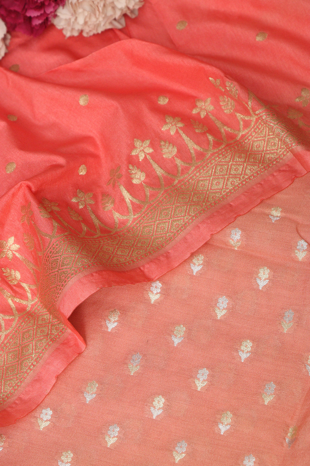 Beautiful Pink Banarasi Silk Two Piece Unstitched Suit Set - Luxurion World