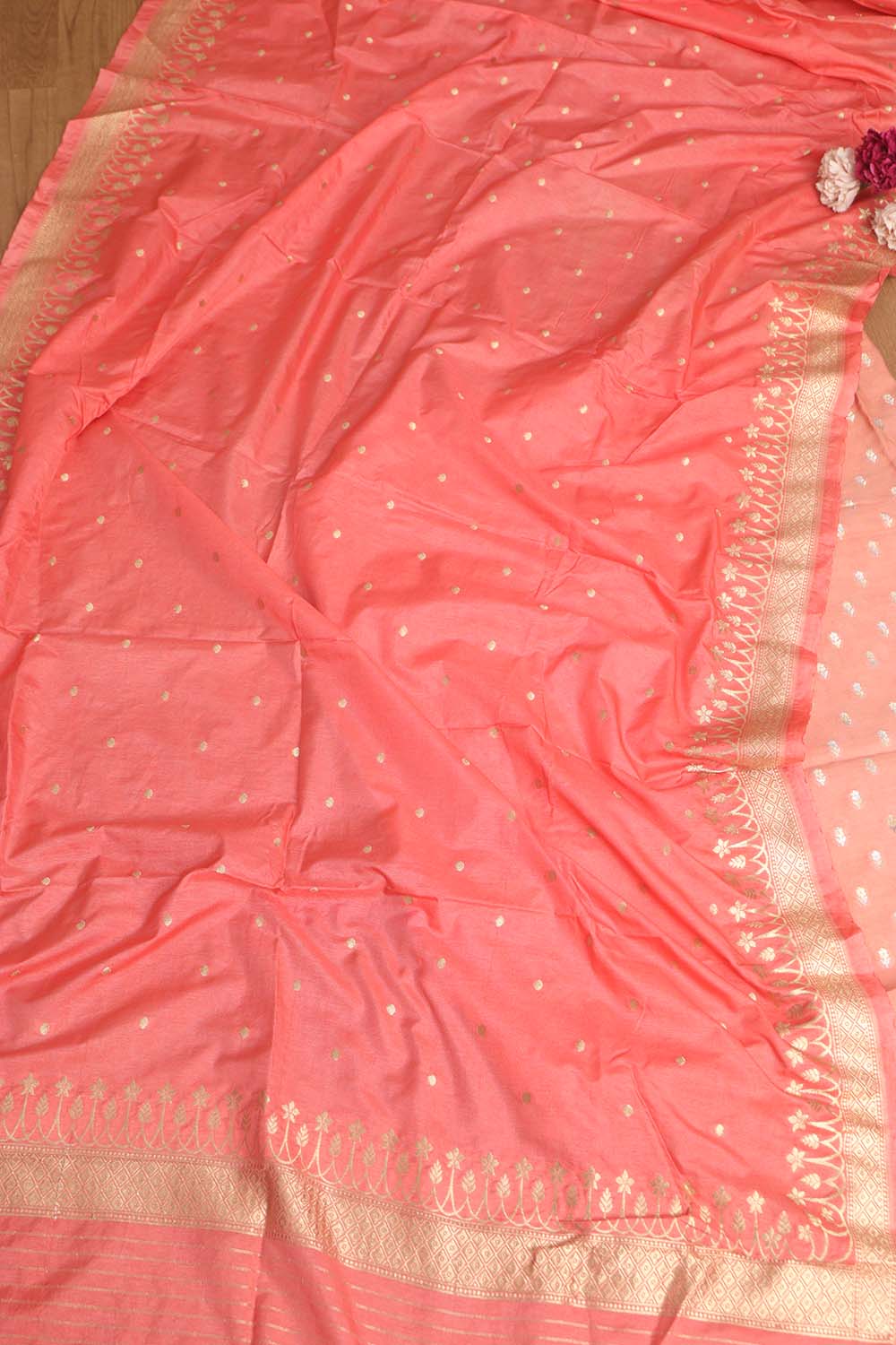 Beautiful Pink Banarasi Silk Two Piece Unstitched Suit Set - Luxurion World