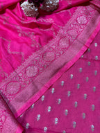 Pretty in Pink: Banarasi Silk Two Piece Unstitched Suit Set - Luxurion World