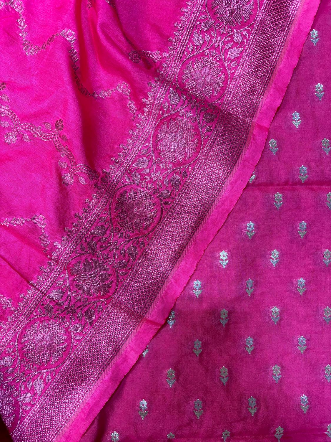 Pretty in Pink: Banarasi Silk Two Piece Unstitched Suit Set - Luxurion World