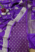 Elegant Purple Banarasi Silk Two Piece Unstitched Suit Set - Luxurion World