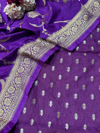 Elegant Purple Banarasi Silk Two Piece Unstitched Suit Set - Luxurion World